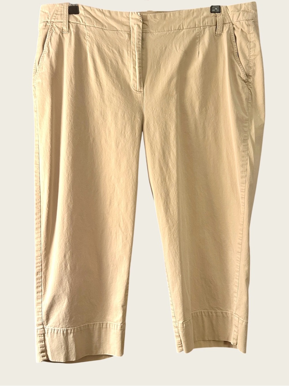 Talbots Khaki Tan Capri Pants 18W Petite Wide Leg Stretch Cropped